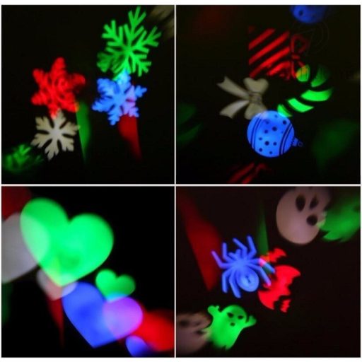 DIY karácsonyi beltéri és kültéri mozgó ábra kivetítő 4 szín 12 betét