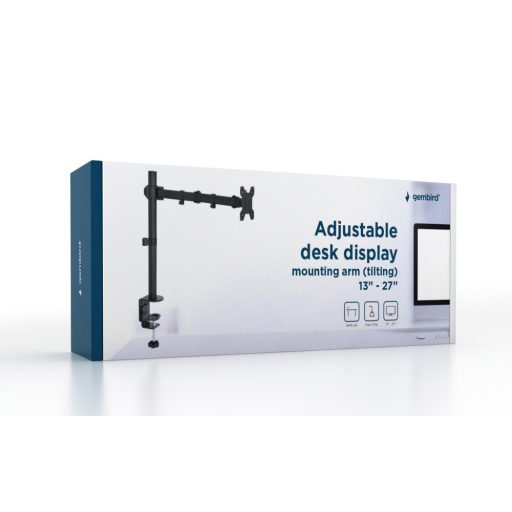 Gembird fekete állítható asztali tartó konzol 13"-27"  -  max. 8kg támasz