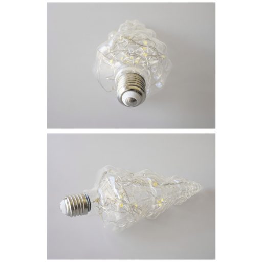 Karácsonyfa Formájú Színes LED üveg búra, E27 foglalatban, zöld-piros-kék-sárga ünnepi fények