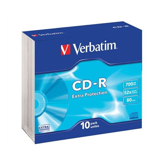 CD-R lemez, 700MB, 52x, 10 db, vékony tok, VERBATIM "DataLife"