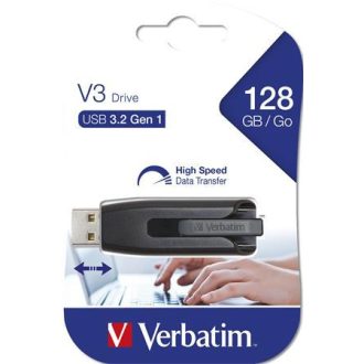   Pendrive, 128GB, USB 3.2, 80/25 MB/s, VERBATIM "V3", fekete-szürke