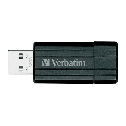 Pendrive, 32GB, USB 2.0, 10/4MB/sec, VERBATIM "PinStripe", fekete