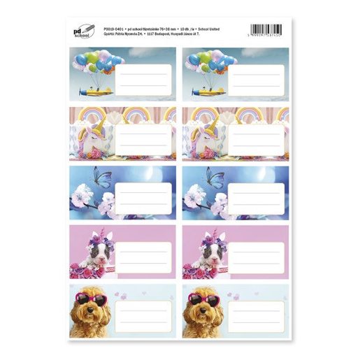 Füzetcímke pd 76x38 mm School United 10 db/ív