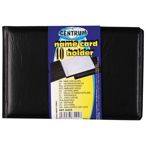 Névjegykártyatartó Centrum 97x67 mm 40 db-os kemény műbőr fekete