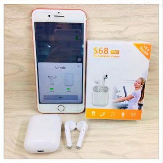   Bluetooth fülhallgató S68 TWS 5.0 fehér érintésérzékeny