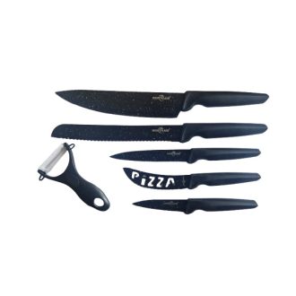   Worth Air 6 Darabos Konyhai Késkészlet - fekete penge– Tapadásmentes és Antibakteriális Bevonattal