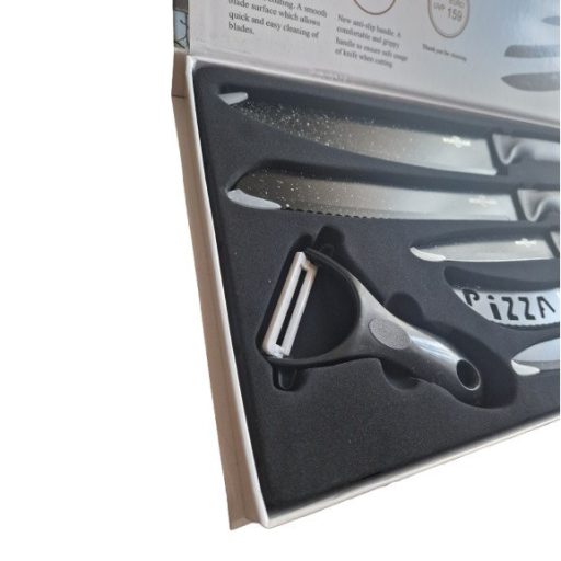 Worth Air 6 Darabos Konyhai Késkészlet - fekete penge– Tapadásmentes és Antibakteriális Bevonattal