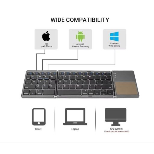 Kiváló Teljesítményű, Hordozható Bluetooth Billentyűzet Érintőpaddal – Kompatibilis Windows, Android, iOS és Mac Rendszerekkel