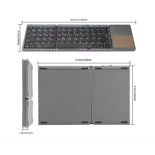 Kiváló Teljesítményű, Hordozható Bluetooth Billentyűzet Érintőpaddal – Kompatibilis Windows, Android, iOS és Mac Rendszerekkel