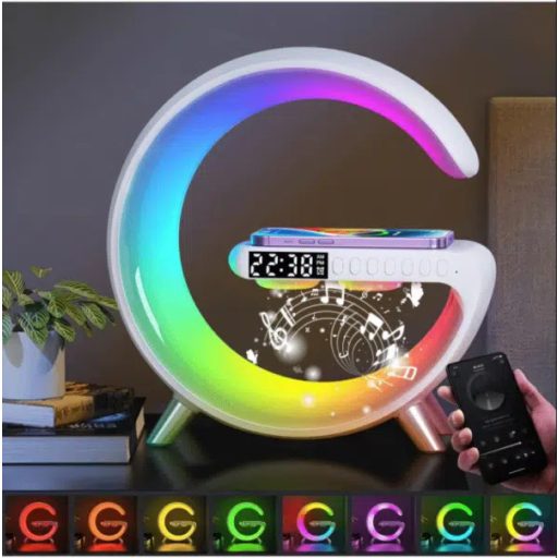 Multifunkciós RGB LED ébresztőóra Bluetooth hangszóróval vezeték nélküli töltőállomás - G63