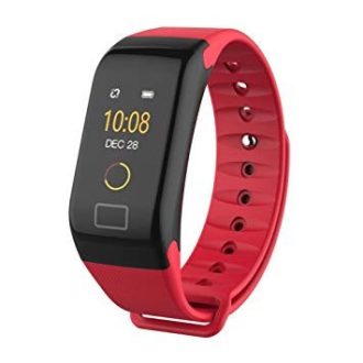   Bluetooth aktivitásmérő színes kijelzővel - piros szíj, vízálló F1C