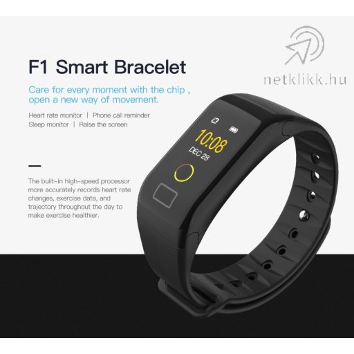 Bluetooth aktivitásmérő színes kijelzővel - piros szíj, vízálló F1C