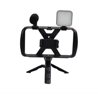  Telefontartó Állvány Mikrofonnal és Vakupapuccsal – Vlogoláshoz Tökéletes Megoldás