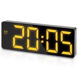   Nagy kijelzős sárga LED fényű ébresztőóra (hálózatról és elemmel is működtethető)
