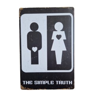   Vintage Dekor Fémtábla, 'The simple truth' felirat, retro hangulatú kialakítás, 20x30cm