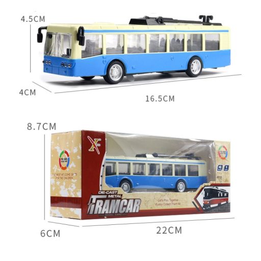 Retro Trolibusz Modell – Nyitható Ajtókkal, Fényeffektekkel és Hanghatásokkal - kék