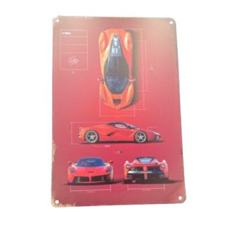   Vintage Dekor Fémtábla, LaFerrari Sportautós minta, retro hangulatú kialakítás 20x30cm