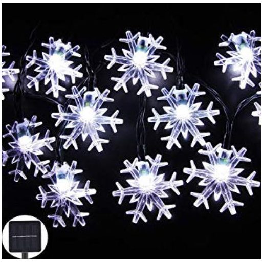 Hópehely Formájú Napelemes 30 LED Fényfüzér Hideg fehér – Ünnepi Hangulat Környezettudatos Megoldással