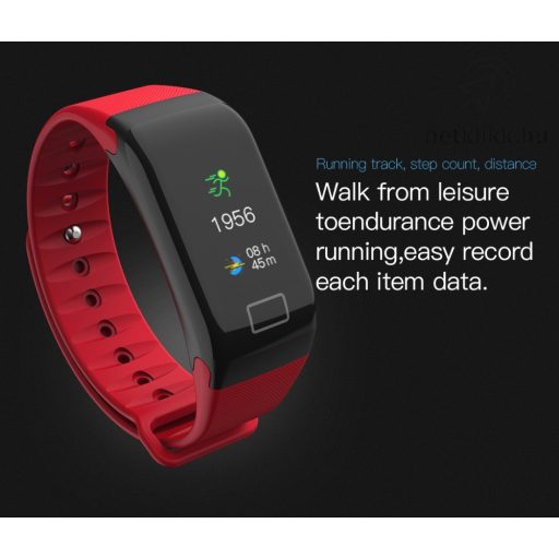 Bluetooth aktivitásmérő színes kijelzővel - szürke szíj, vízálló F1C
