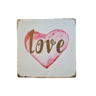   Vintage Dekor Fémtábla, 'LOVE' felirat, retro hangulatú kialakítás, 30x30cm