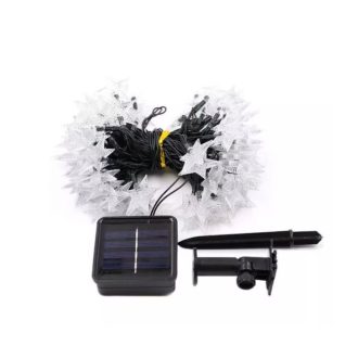   Napelemes karácsonyi fényfüzér csillag alakú színes LED izzókkal – 30 LED, 7 méter, kültéri használatra