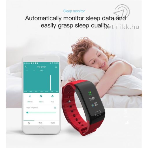 Bluetooth aktivitásmérő színes kijelzővel - kék szíj, vízálló F1C