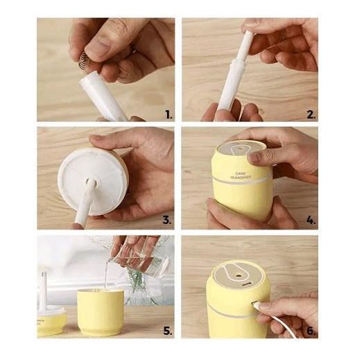 SilverHome 3 in 1 párásító készülék mini ventilátorral - sárga színben