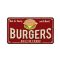 Vintage Dekor Fémtábla, dombornyomott, 'BURGERS BEST IN TOWN!' felirat, retro hangulatú kialakítás, 30x20cm