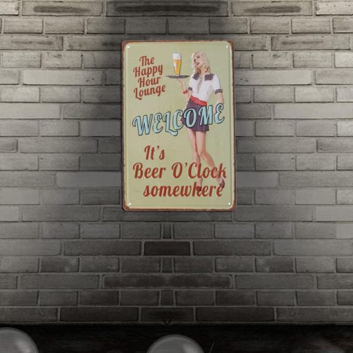 Vintage Dekor Fémtábla, dombornyomott 'WELCOME' felirat, retro hangulatú kialakítás, 20x30cm