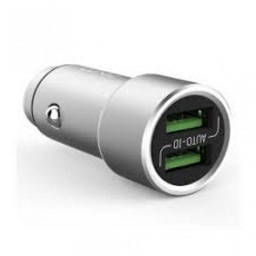 LDNIO Autós USB szivargyújtó töltő, 2xUSB csatlakozóval, Quick Charge 3.0, 5V/3,6A/18W, ezüst