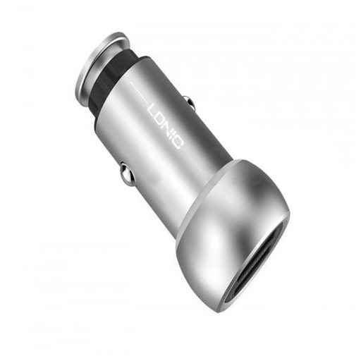 LDNIO Autós USB szivargyújtó töltő, 2xUSB csatlakozóval, Quick Charge 3.0, 5V/3,6A/18W, ezüst
