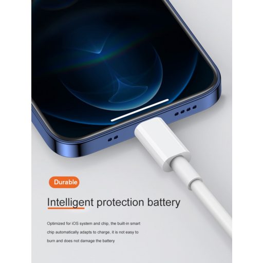 Prémium adat- és töltőkábel, Lightning/USB típusú csatlakozó, 1 méter, fehér