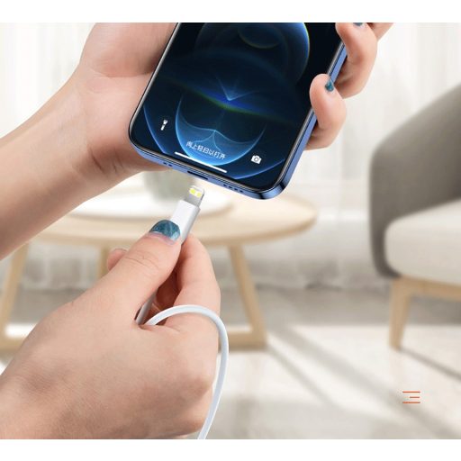 Prémium adat- és töltőkábel, Lightning/USB típusú csatlakozó, 1 méter, fehér