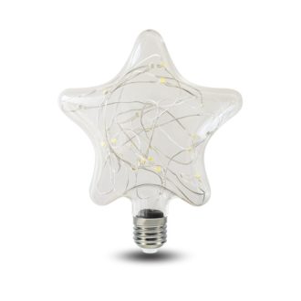   Csillag Formájú Színes LED üveg búra, E27 foglalatba, zöld-piros-kék-sárga ünnepi fények