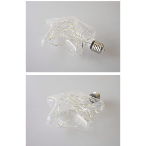 Csillag Formájú Színes LED üveg búra, E27 foglalatba, zöld-piros-kék-sárga ünnepi fények