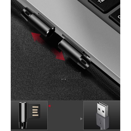 Prémium Adat- és Töltőkábel TB1009, MicroUSB/USB csatlakozó, 2.4A gyorstöltés, 1 méter, fekete