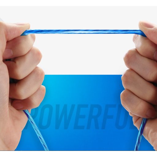 Prémium Adat- és Töltőkábel, MicroUSB/USB csatlakozó, villogó fény, 2A gyorstöltés, 1 méter, pink