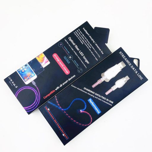 Prémium Adat- és Töltőkábel, MicroUSB/USB csatlakozó, villogó fény, 2A gyorstöltés, 1 méter, pink