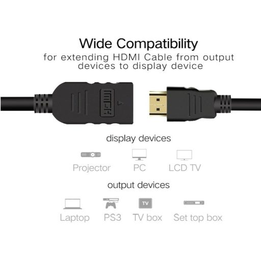 HDMI 2.0 hosszabbító kábel, 1.5 méter, fekete