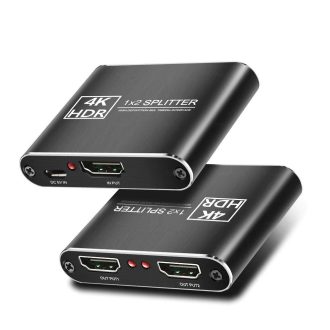   HDMI Splitter, 2 kimeneti portos HDMI elosztó, FULL HD, 4K, 3D, fekete
