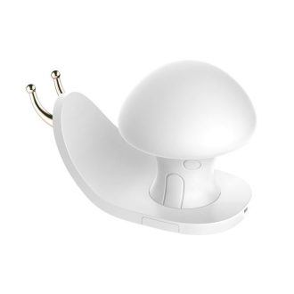   Snail House Akkumulátoros LED Éjszakai Csigalámpa, állitható 3 fényerő és meleg/színes/hideg fényű, Telefontartós, éjjeli lámpa, fehér