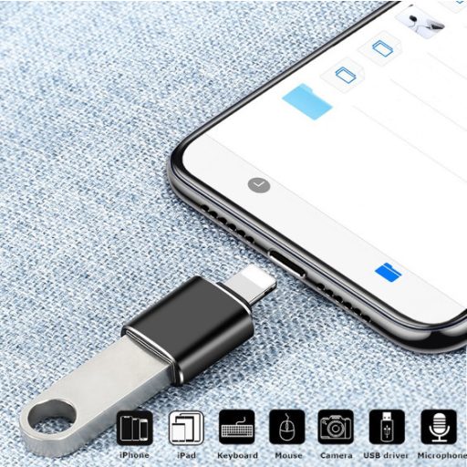 OTG átalakitó adapter (USB 3.0-ról Lightning), Fekete