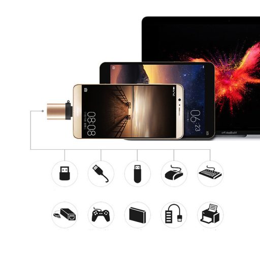 OTG átalakitó adapter, USB 3.0->USB-C, Ezüstszín