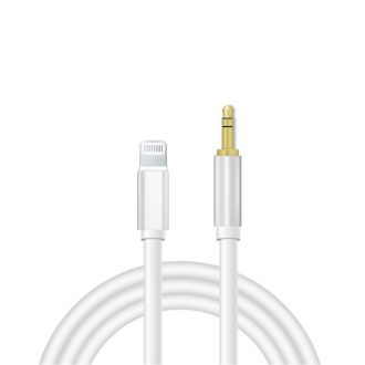   AUX átalakító kábel Lightning-ról 3,5mm jack-re, 1 méter, ezüst-fehér