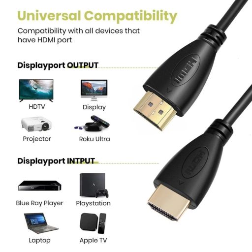HDMI kábel, 1.5 méter, high definition, FullHD, apa-apa csatlakozó, fekete