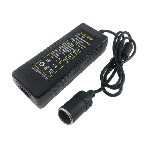 Hálózati Szivargyújtós Átalakító Adapter, AC 230V, DC 12V/5A/60W, szivargyújtóra alakít, 2 méter, fekete