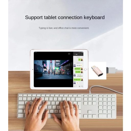 OTG átalakitó adapter (USB-C->Lightning), fekete