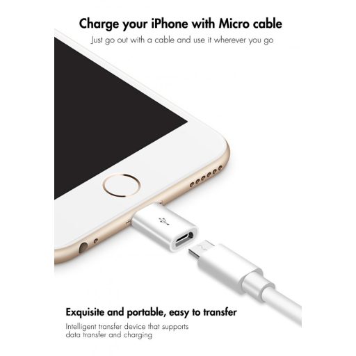 OTG átalakitó adapter (MicroUSB -> Lightning), ezüst