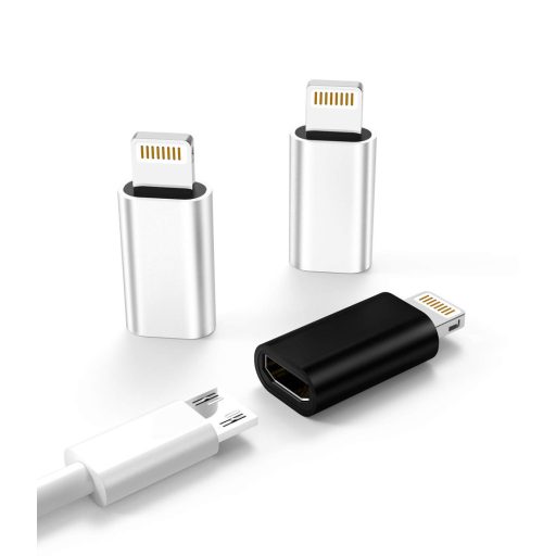 OTG átalakitó adapter (MicroUSB -> Lightning), ezüst
