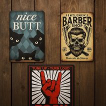 Vintage Dekor Fémtáblák és Fatáblák